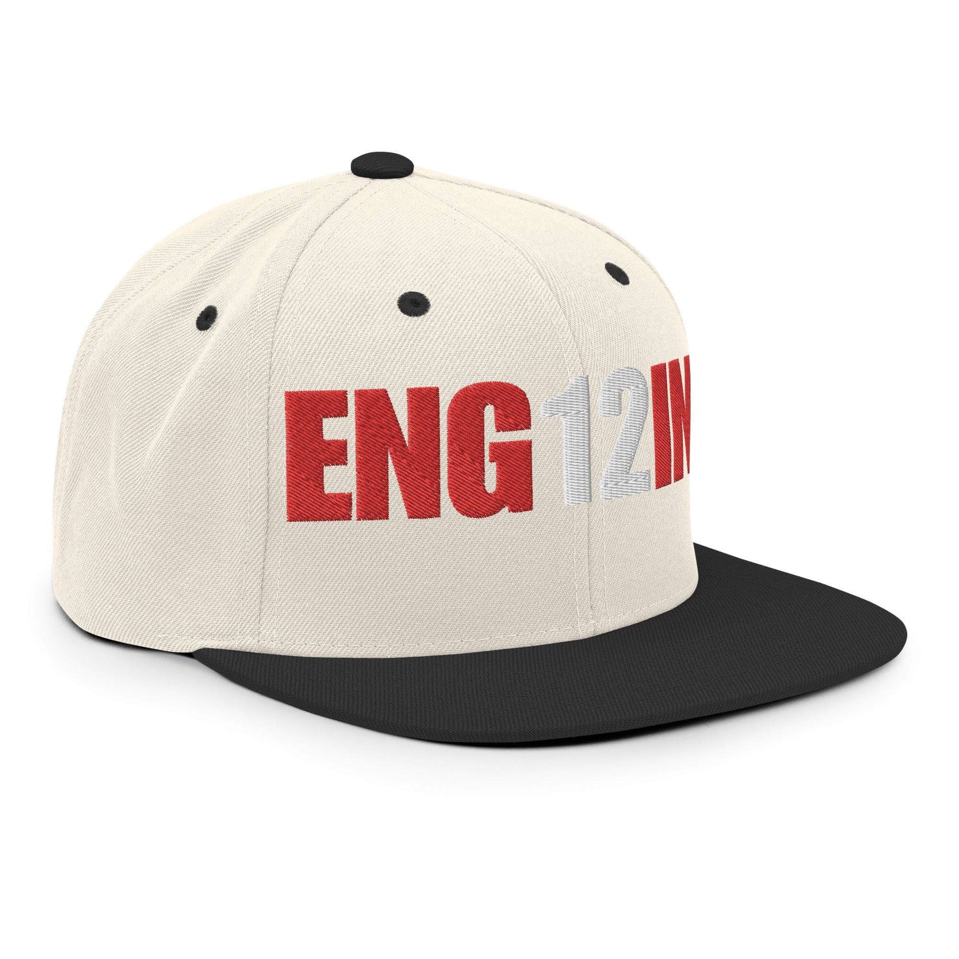 Custom firefighter snapback hat with "ENG 12" lettering, perfect for firehouse pride and firefighter apparel.