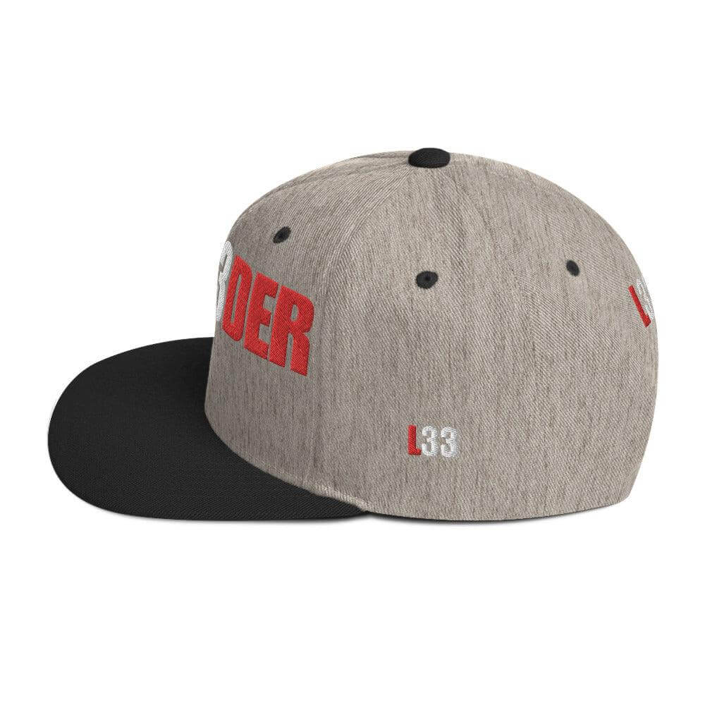 Custom firefighter ladder company snapback hat with flat brim and adjustable snap closure, perfect firefighter gear.