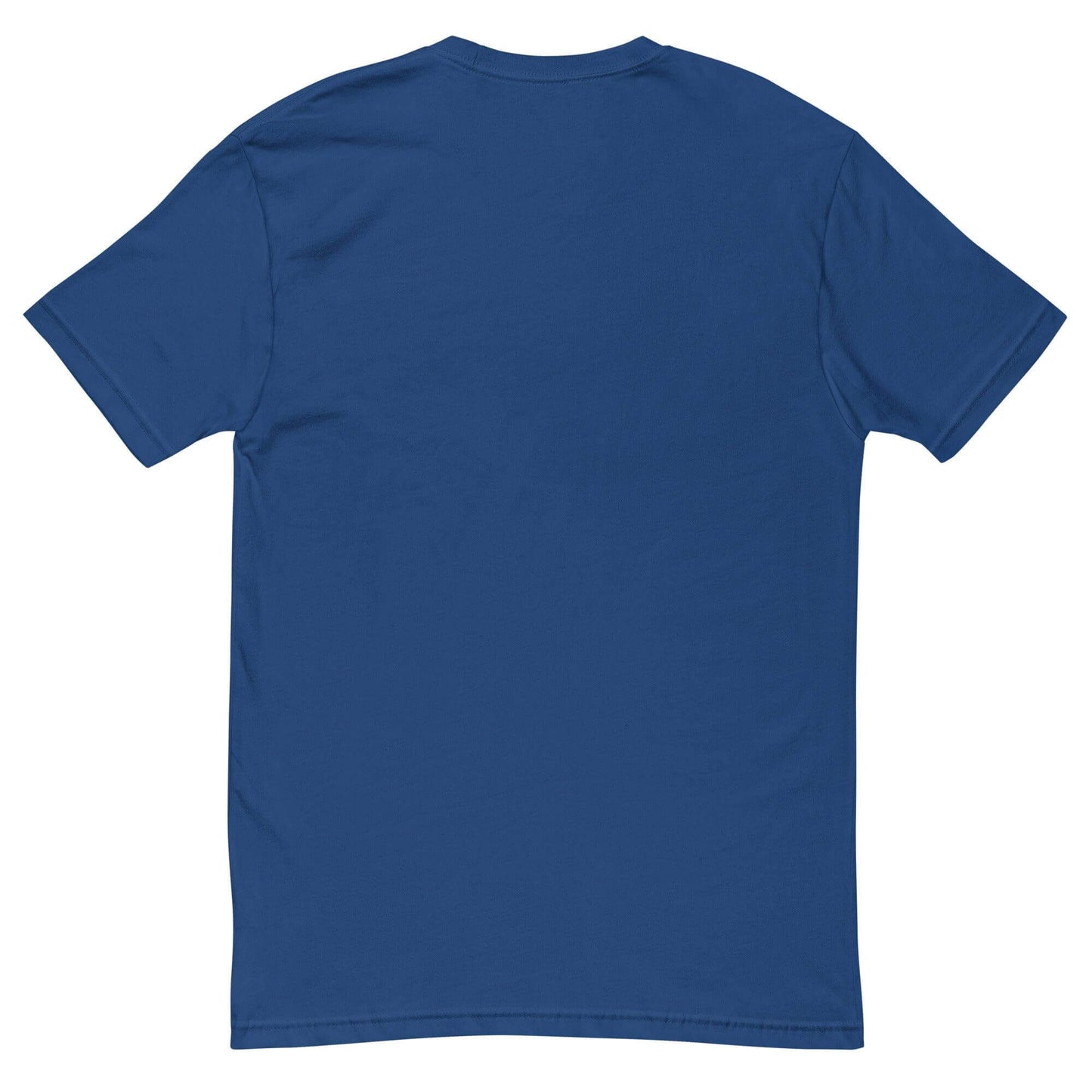 Back view of a short sleeve navy blue t-shirt, ideal for firefighter apparel and comfortable everyday wear.