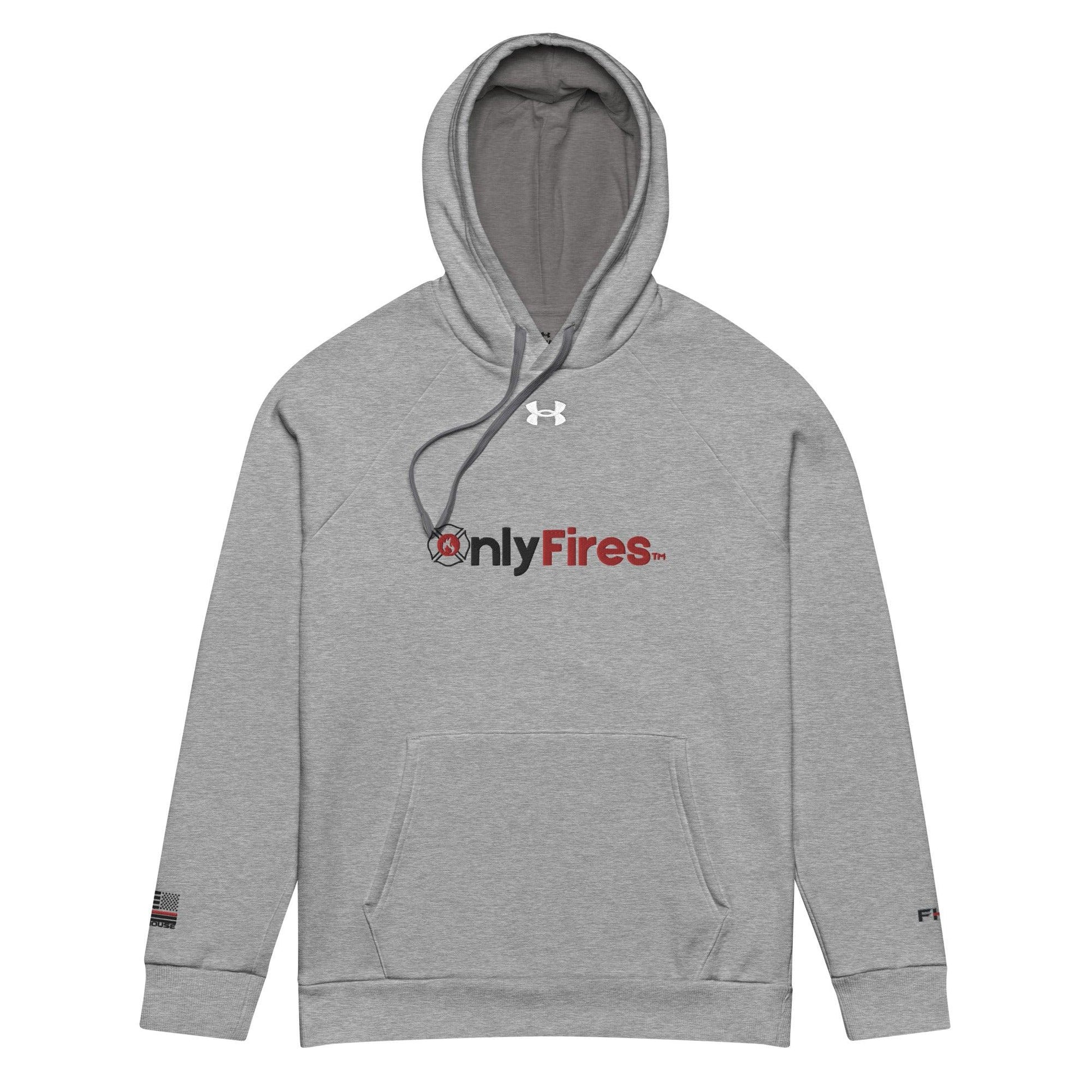 Firehouse OnlyFires™️ Premium Lightweight Pullover Hoodie in gray, perfect for firefighters and firehouse supporters.