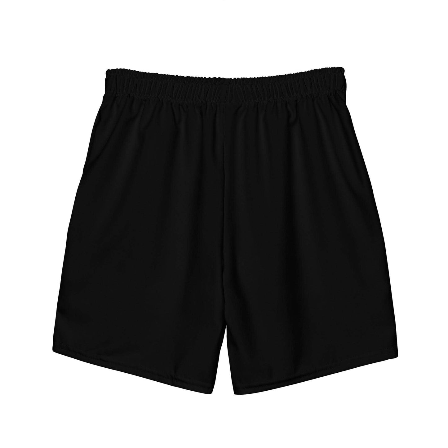 Black unisex firefighter swim trunks with elastic waistband and breathable fabric for summer activities.