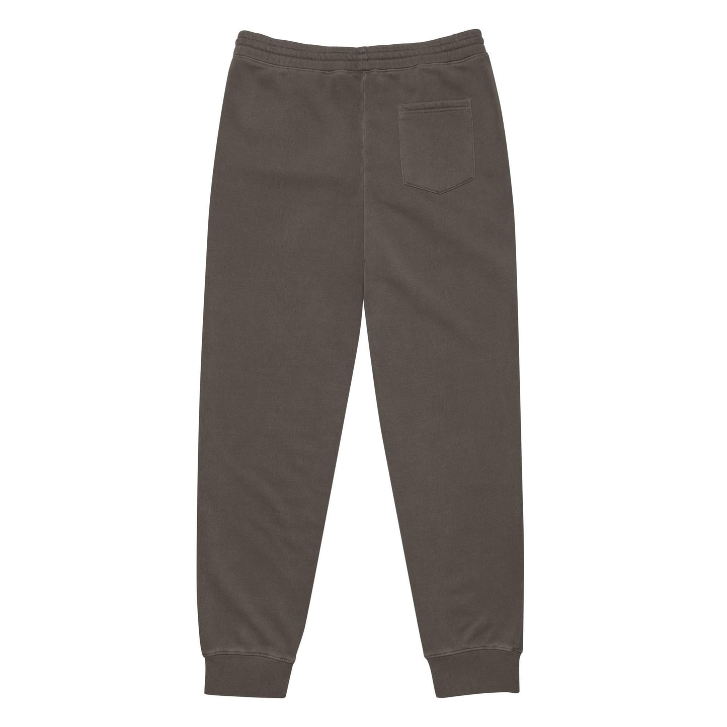 Unisex pigment-dyed sweatpants in dark brown, featuring adjustable waist and pockets, perfect for firefighter apparel gifts.