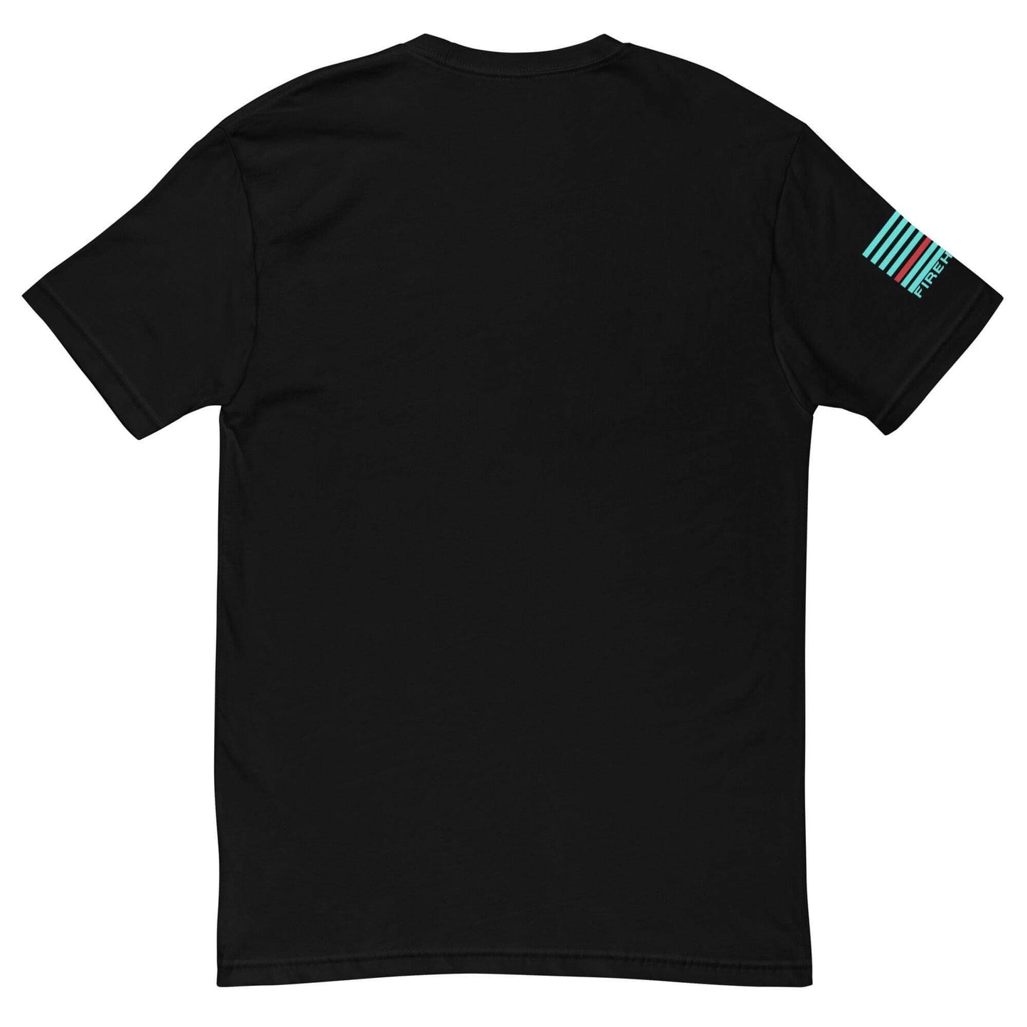 Black short sleeve t-shirt featuring a minimalist design, ideal for firefighter apparel and gifts. Comfortable and lightweight.